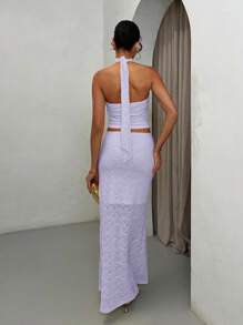 SHEIN BAE Trang phục hai mảnh dành cho phụ nữ mặc hàng ngày - Màu tím hoa cà - Xem 2