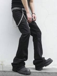 Manfinity EMRG 男士纯色休闲牛仔裤，适合夏季 - 黑色 - 查看 3