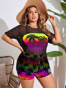 Swim Lushoire Plus Size Halter Bikini, Fashionable For Summer - Multicolor - View 4