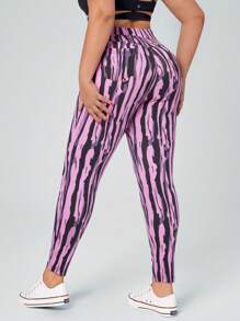 SHEIN Essnce Plus Size Full Print Elastic Waist Skinny Jeans - Multicolor - View 2
