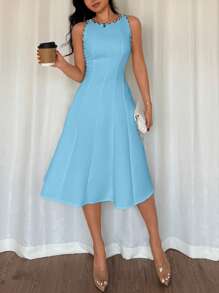 Rafferiza Women Solid Color Fashion Dress, Suitable For Summer - Blue - View 6