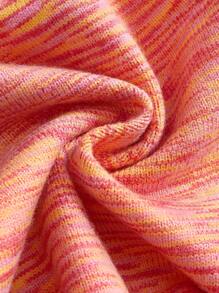 ROMWE J-Fashion 女士 3D 花卉紧身胸衣短款上衣，合身针织，度假风格，夏季 - 橘色 - 查看 3