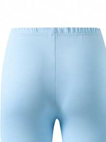 SHEIN Jambiere scurte pentru fete tinere, albastru deschis, uni, confort minimalist