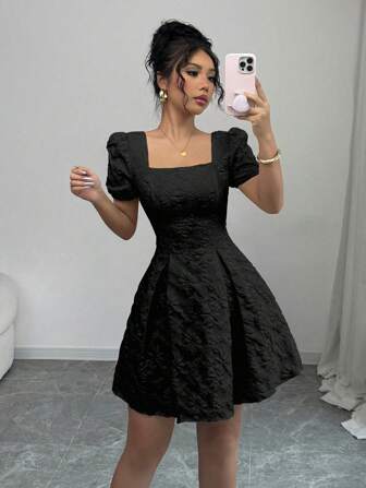 Rafferiza 女士泡泡袖V领连衣裙，时尚夏装