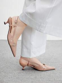 CUCCOO BIZCHIC Modische Damen Spitze Ketten-Absatz High Heel Pumps, Pendler Stil