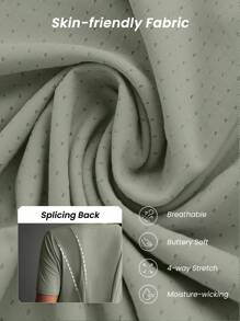 Powerista 简约纯色圆领短袖休闲运动T恤和背心健身女士衬衫 - 淺灰色 - 查看 3