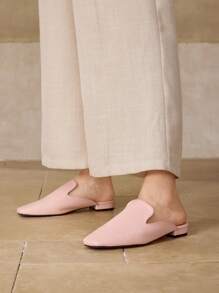 MOTF PREMIUM Ölleder-Textur Mule Schlupf-Flachschuhe