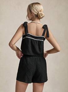 SHEIN LUNE 女士日常两件套服装 - 黑色 - 查看 4