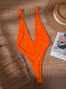 Swim SXY 女士性感低胸高开叉露背连体泳衣