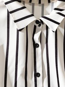 SHEIN Clasi Striped Print Tie-Waist Sleeveless Dress - Black and White - View 4