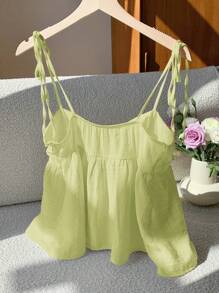 Comfortcana Women's Summer Ruched Bust Bohemian Vacation Camisole - Lime Green - View 2
