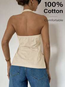 Siren Gaze 2025年夏季：亚麻露背背心——适合工作装和休闲时尚的无袖纽扣上衣