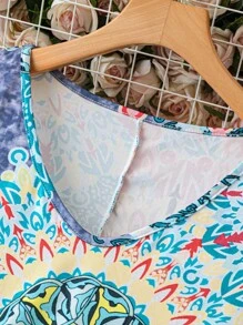 SHEIN LUNE Plus Size Sleeveless Fashion Summer Dress - Blue - View 4