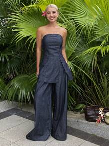 DAZY Women Denim Two Pieces Outfits - Blue - View 7