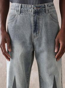 SUMWON 设计师宽腿交叉印花牛仔裤哥特式另类时尚宣言牛仔裤街头潮流宽松剪裁交叉图案垃圾摇滚 Y2K 风格宽松舒适 - 藍色 - 查看 7