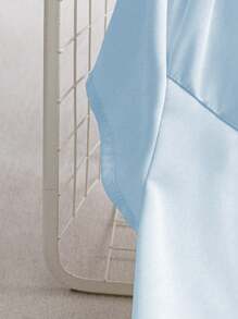 Franclia Women Solid Color Pleated Short Sleeve Ruched Waist A-Line Dress - Blue - View 4