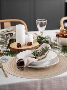 1PC 2/4/6/8Pcs 15 Inch Round Woven Placemats Washable Reversible Durable Non-Slip Heat Resistant Kitchen Table Mats Coasters Placemats For Dining Table Coffee Shop Office Living Room Home Decor Apricot Beige Wedding Party Christmas Family Gathering Birthday Celebration Decorative Place Mats