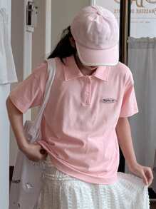 DAZY Tween Girls Collared Knit Short Sleeve T-Shirt, Summer,Back To School Clothes