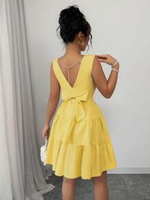 Elenzga Damen einfarbiges Kleid mit Spaghettiträgern, modisch für den Sommer