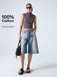 LYSMO Purple Gradient Wash Effect Fitted Tank Top - Mauve Purple - View 1