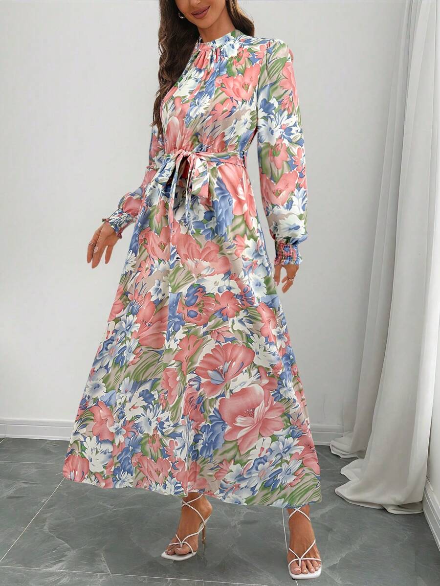 EMERY ROSE Women Long Sleeve Long Dress, Fashionable Suitable For Summer - Multicolor - View 1