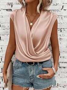 SHEIN Clasi Bộ đồ liền thân thời trang màu trơn dành cho nữ phù hợp cho mùa hè - Màu Hồng  San hô - Xem 4