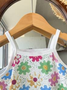 Baby Mädchen Blume Muster-Trägerkleid, lässig und bequem für den täglichen Gebrauch und den Urlaub