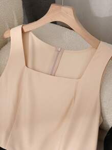 Franclia Fashionable Sleeveless Contrast Color Print Women Dress - Multicolor - View 3