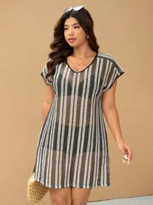 Elaquor Plus Size Short Sleeve Casual Dress, Suitable For Summer