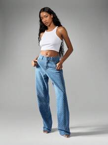 MISSGUIDED Quần Jeans Ống Thẳng Cạp Cao Cổ Điển - Màu xanh lam - Xem 5
