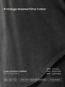 GLOWMODE Washed Pima Cotton Effortless Wide Shoulder Deep Two Layer Armhole Side Slits Muscle Tank Top Gym Training Daily Casual Wear