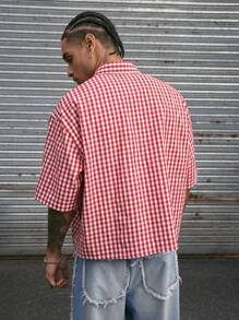 AXEPEAK Men's Loose Fit Rhinestone Print Polo Collar Short Sleeve Shirt, Streetwear Inspired - Multicolor - View 3