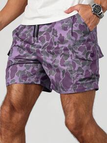 Manfinity Homme Men's Street Style Camo Print Cargo Shorts - Multicolor - View 1