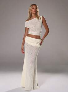 TRNVIE Women Two Pieces Outfits For Daily Wear - Beige - View 5