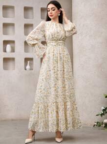 Veilorie 女士阿拉伯风格长袖连衣裙，简约时尚，适合夏季，端庄