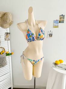 Soleia 女士热带印花比基尼泳装套装，度假/海滩 - 彩色 - 查看 5