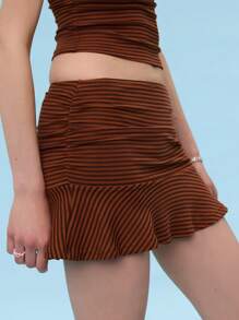 COUREZ Stripe Mini Flippy Skirt , Summer For Women Spring Skirt, Y2K, Casual Holiday Vintage - Multicolor - View 5