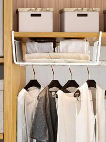 SHEIN Basic living 1入組懸掛籃子帶鉤子,廚房,懸掛多層收納架,拉調料籃子,至,滑動懸掛櫥櫃架子,收納架,家庭廚房用品,易安裝收納儲藏室整理