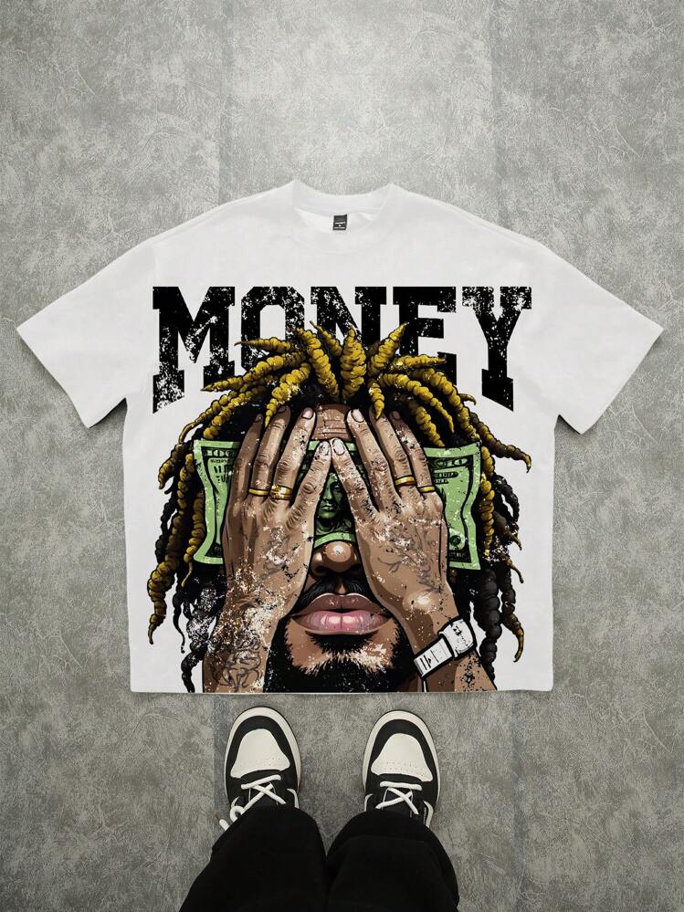 Manfinity LEGND Men's Casual Graphic Letter Print Short Sleeve T