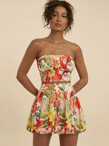 Travachic Completo da donna in due pezzi per uso quotidiano, top a canotta stampato e gonna, set estivo, abbigliamento estivo da donna, abiti da spiaggia per donna - Multicolore - Visualizzare 3