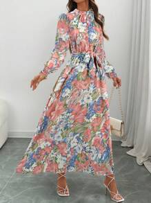 EMERY ROSE Women Long Sleeve Long Dress, Fashionable Suitable For Summer - Multicolor - View 5