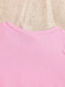 SHEIN 少女水豚喝珍珠奶茶印花可爱粉色上衣 - 粉色 - 查看 3