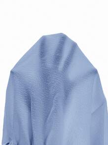 SHEIN EZwear 女式纯色松紧腰荷叶边下摆休闲中长款 A 字裙，夏季 - 藍色 - 查看 7