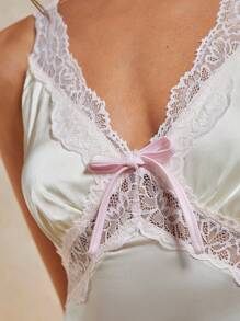 COSMINA Women's Lace Patchwork Backless Sleeveless Dress - Apricot - View 8