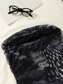 INAWLY 满版印花荷叶边下摆垂坠式胸围迷你连衣裙