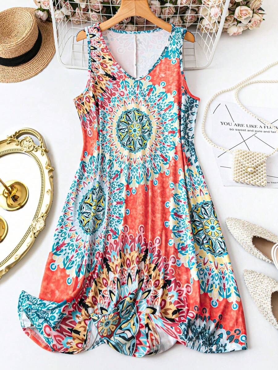 SHEIN LUNE Kleid in Große Größen mit Trägern, modischer Sommerstil