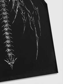 ROMWE MEN Goth Camiseta de tirantes de cuello redondo informal con estampado de esqueleto para hombre