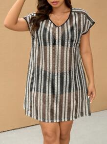 Elaquor Plus Size Short Sleeve Casual Dress, Suitable For Summer