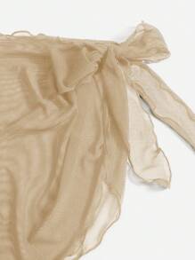 Swim Basics 纯色透明网眼罩衫和裹身裙，适合海滩度假