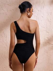 Swim Chiccia Women's Sexy Black Solid Color One-Piece Swimsuit And Beachwear For Summer Beach Vacation